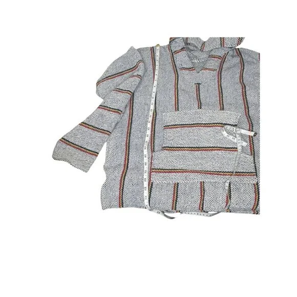 CATT Baja Hoodie Woven Striped Drug Rug Mexican Surfer Pullover XL - Picture 8 of 13